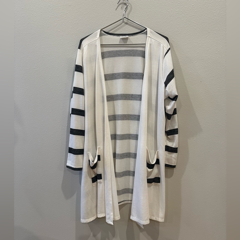 Striped Open-Front Cardigan